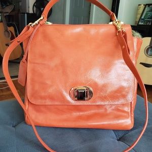 🦄  🎉HP🎉Orange Leather Badgley Mischka Satchel Bag